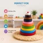 Bluebells Toys Round Circular Tower Montessori Wooden Stacking Toy Educational & Fun Learning Toy for Kids - Image 3