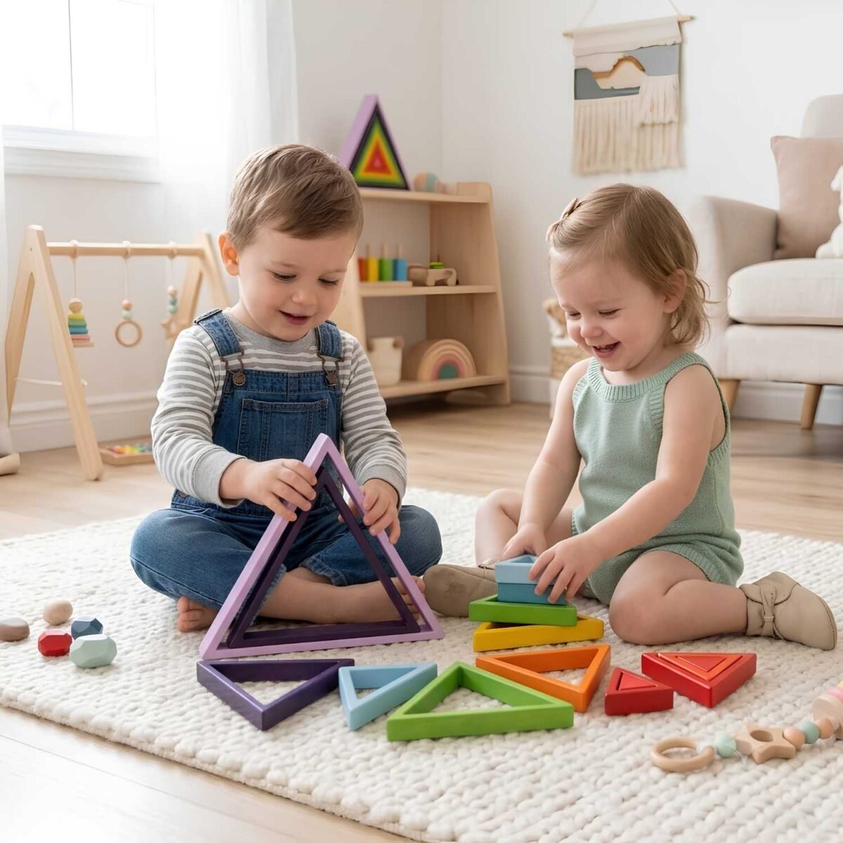 Bluebells Toys Nurzez Multicolor Triangle Shaped Rainbow Stacker Educational & Fun Learning Toy for Kids - Image 6
