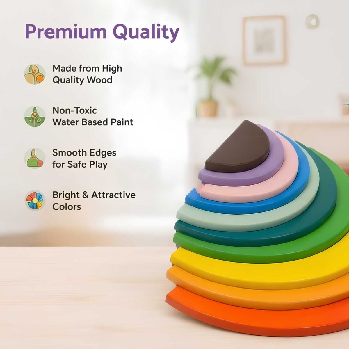 Bluebells Toys Half Circle Rainbow Stacker Learning Educational Fun Toy for Kids Montessori Preschool Activity - Image 2