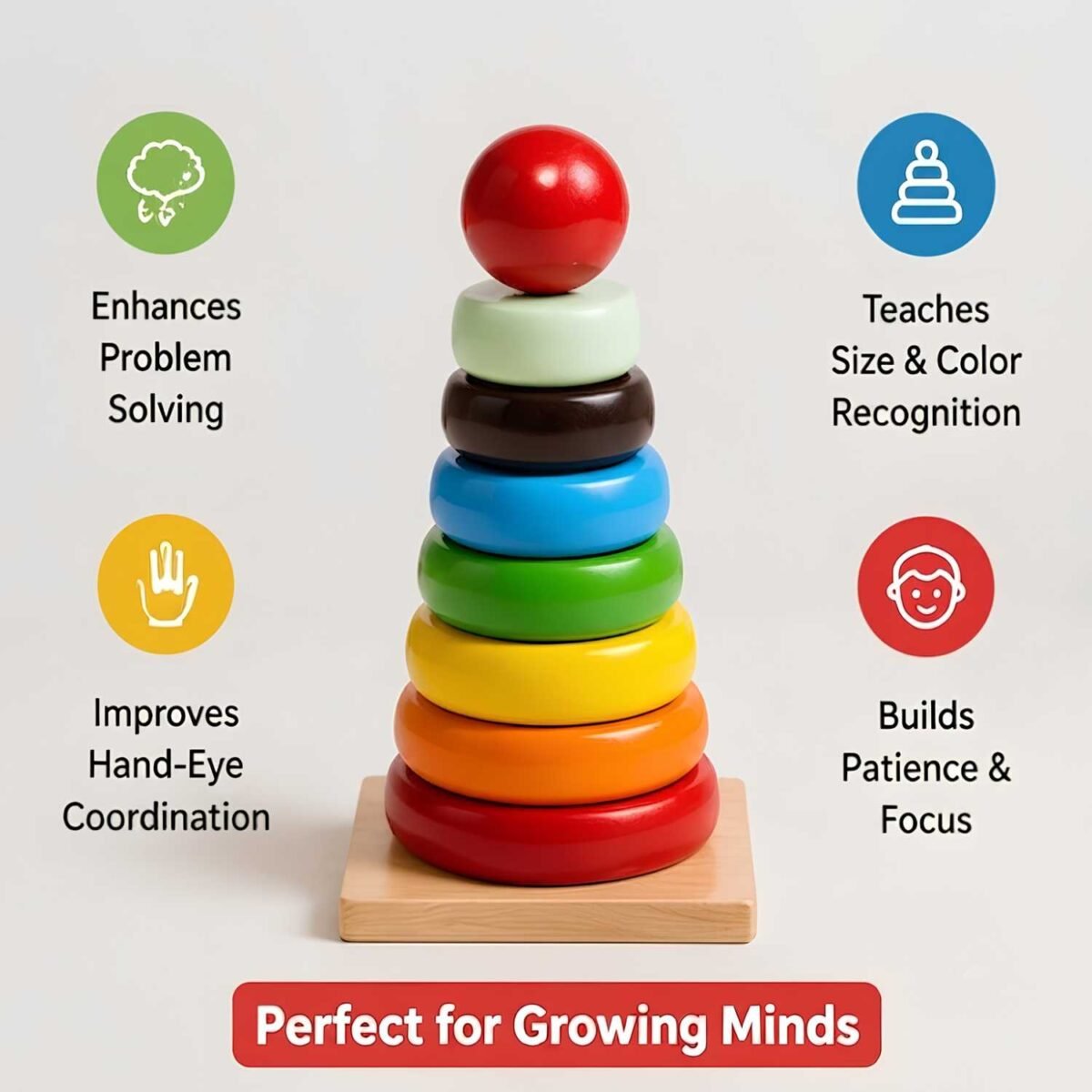 Bluebells Toys Furzy Square Stand Round Tower Educational & Fun Learning Toy for Kids - Image 2