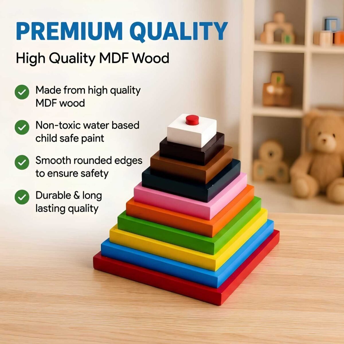 Bluebells Toys Faroo Square Tower Educational & Fun Learning Toy for Kids in Multicolour - Image 3