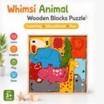 Bluebells Toys Whimsi Animal Design Learning Educational Fun Toy Wooden Blocks Puzzle for Kids