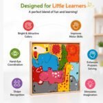 Bluebells Toys Whimsi Animal Design Learning Educational Fun Toy Wooden Blocks Puzzle for Kids - Image 2