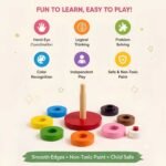 Bluebells Toys Round Circular Tower Montessori Wooden Stacking Toy Educational & Fun Learning Toy for Kids - Image 2