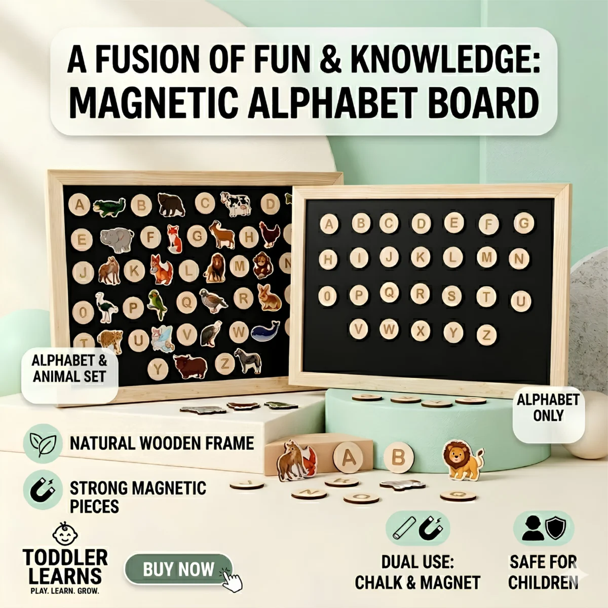MagniTots Magnetic Wall Hanging Alphabets Animal Frame Wall Fun Toy - Image 3