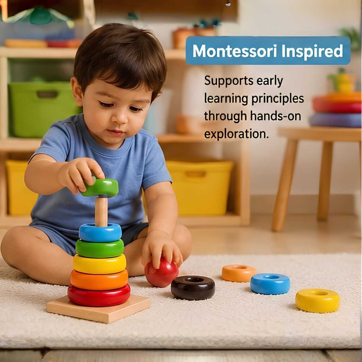 Bluebells Toys Furzy Square Stand Round Tower Educational & Fun Learning Toy for Kids - Image 3