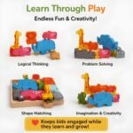 Bluebells Toys Whimsi Animal Design Learning Educational Fun Toy Wooden Blocks Puzzle for Kids - Image 6