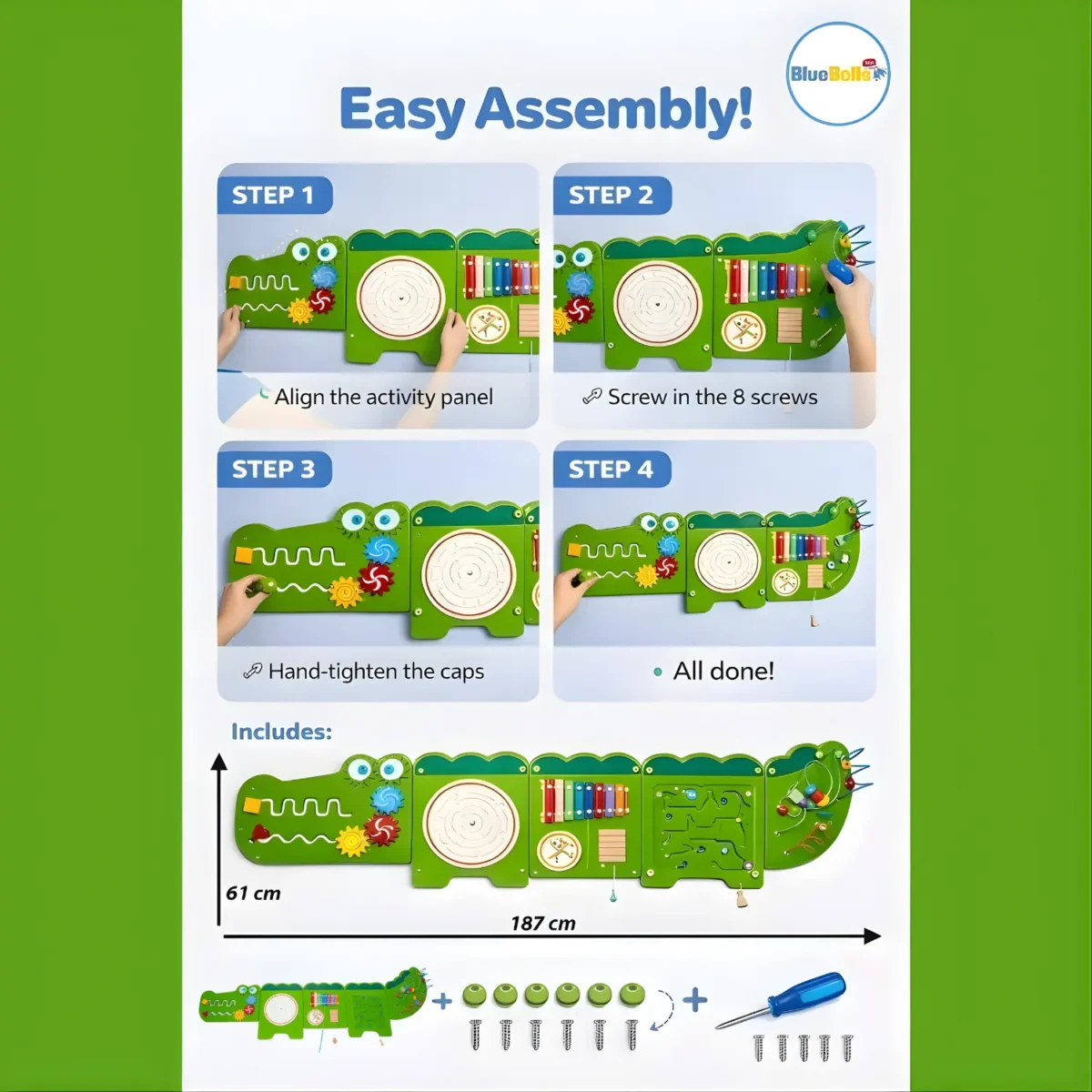 Crocodile Wall Activity Toy Interactive Learning Panels for Kids Playset (Set of 5) - Image 2