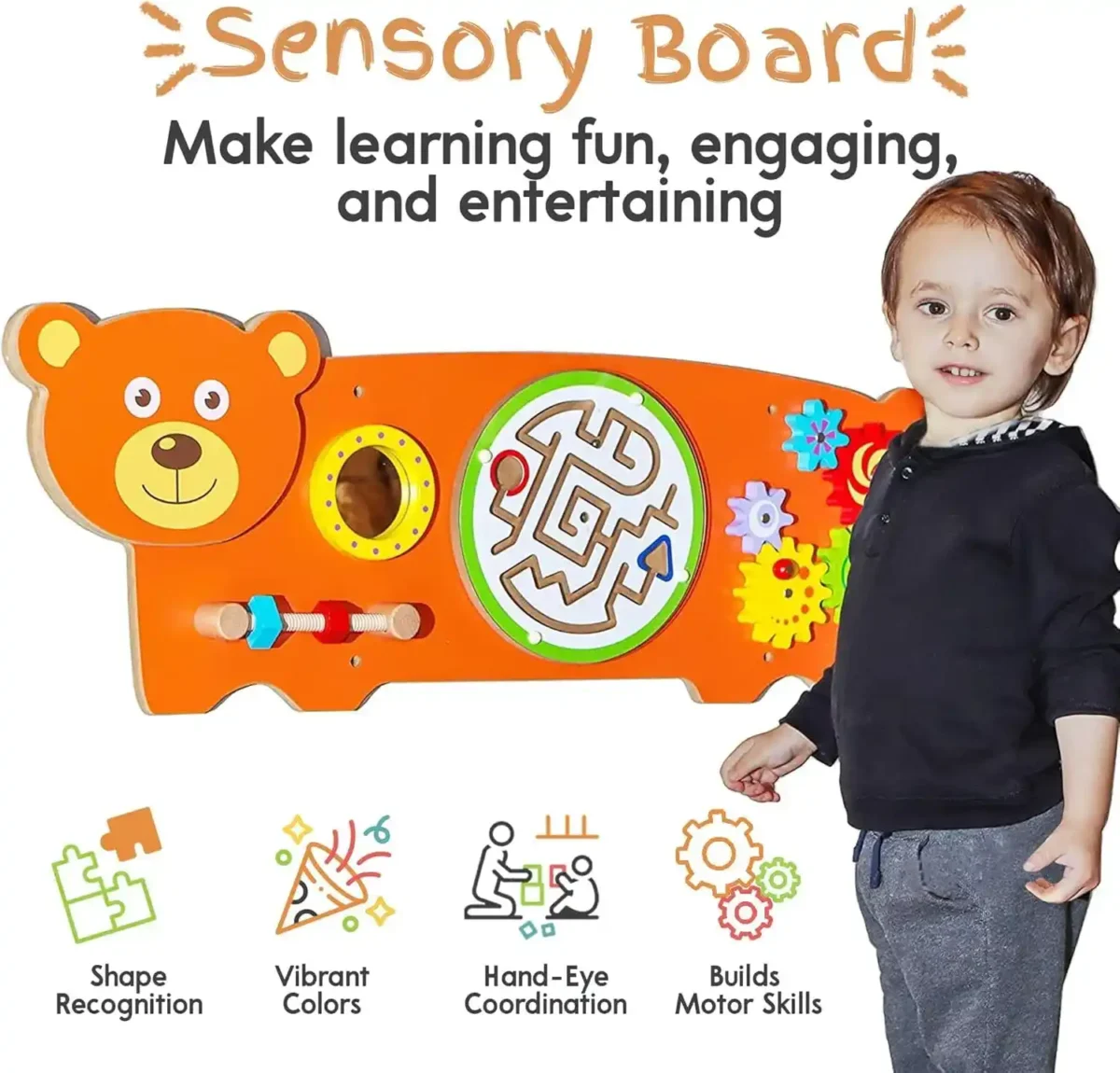 Bear Wall Toy Activity Board Educational Preschool Toy - Image 5