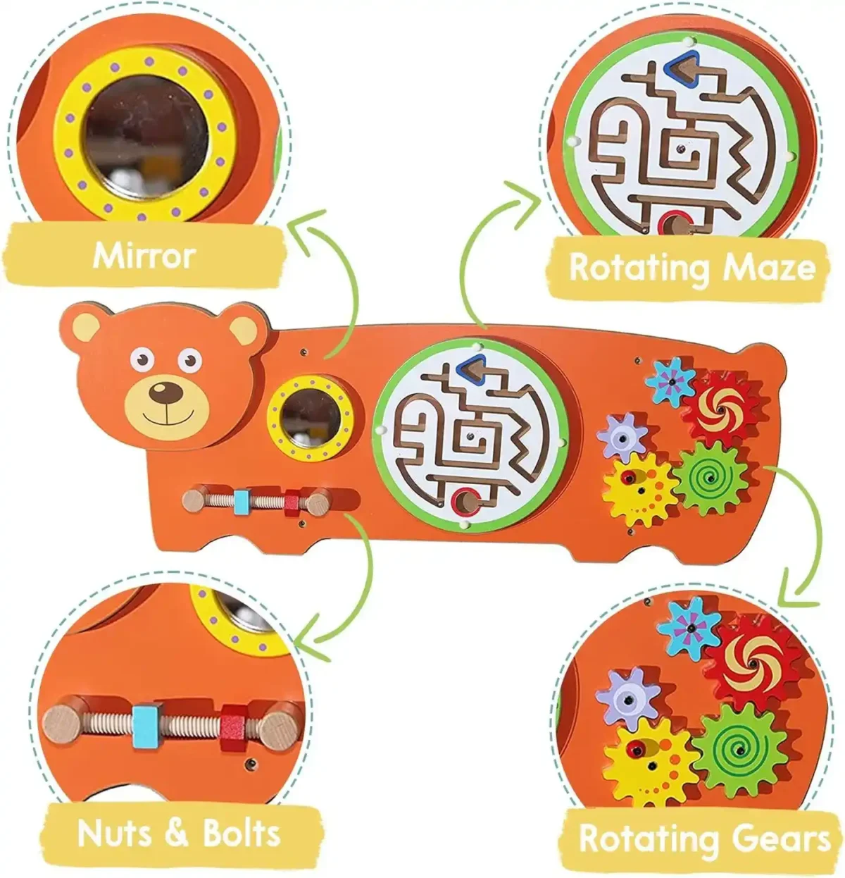 Bear Wall Toy Activity Board Educational Preschool Toy - Image 4