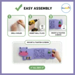 Bluebells Toys Hippo Design Wall Toy Wooden Toy for Kids - Image 2