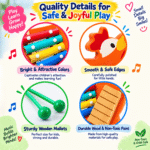 Bluebells Toys Hen Design Musical Creative Xylophone Non-Toxic Montessori Music Learning Instrument Toy for Kids Toddler Instrument - Image 2
