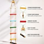 Bluebells Toys Skillofunry Mango Wood Wall Hanging 7-Steps Rope Ladder Fun Playing Toy for kids - Image 3
