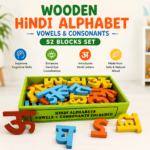 Bluebells Toys Wooden Vowels & Consonants Multicolor Hindi Alphabet 52 Blocks Set Educational Learning Toy for Kids Gift Item