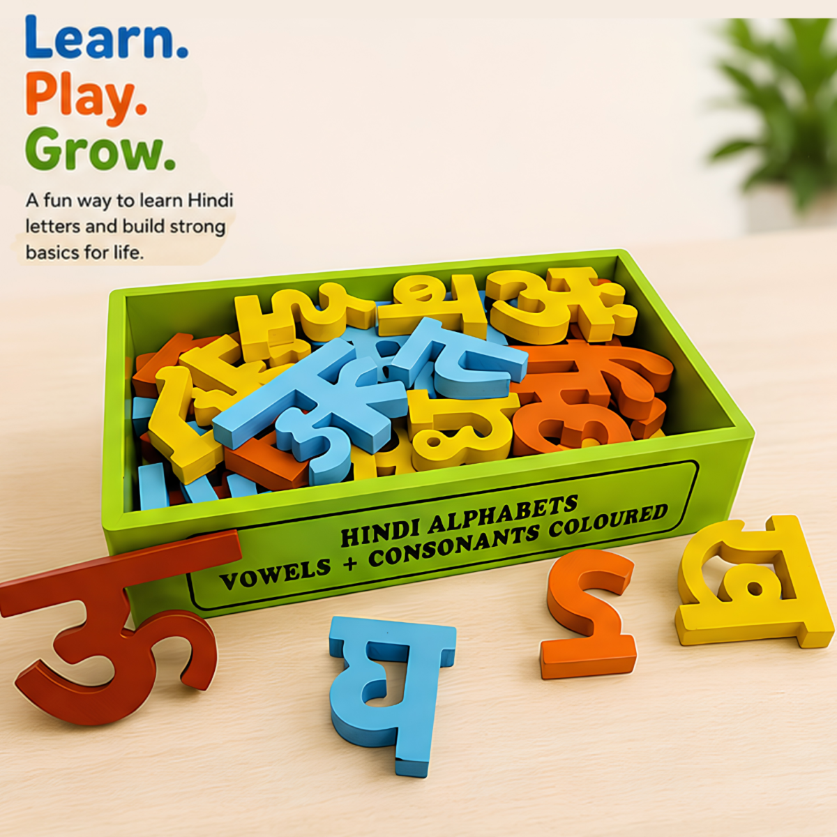 Bluebells Toys Wooden Vowels & Consonants Multicolor Hindi Alphabet 52 Blocks Set Educational Learning Toy for Kids Gift Item - Image 2