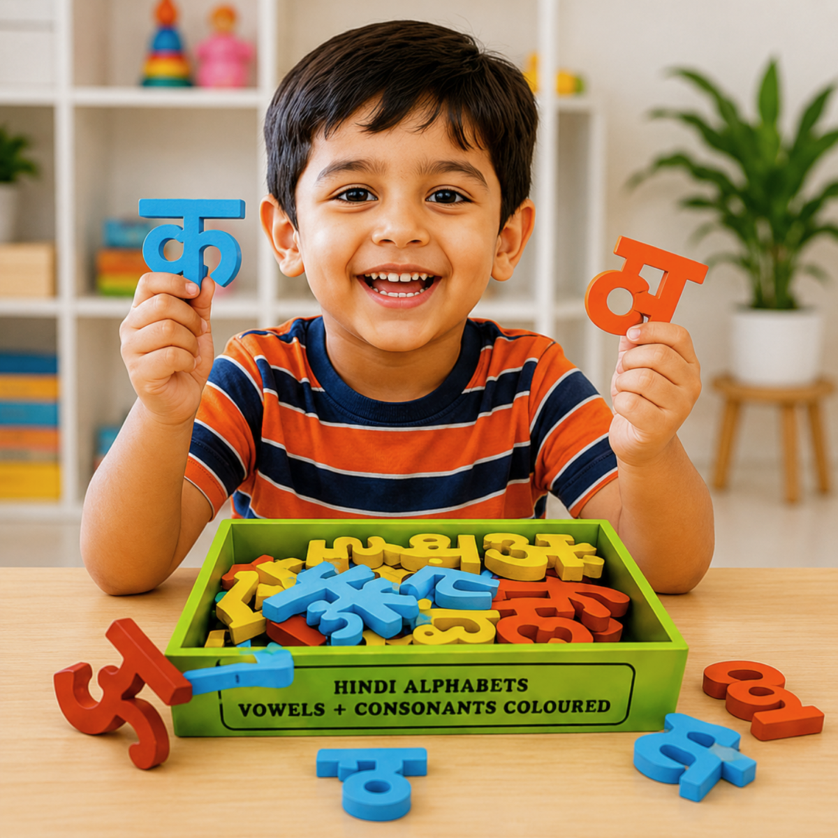 Bluebells Toys Wooden Vowels & Consonants Multicolor Hindi Alphabet 52 Blocks Set Educational Learning Toy for Kids Gift Item - Image 3