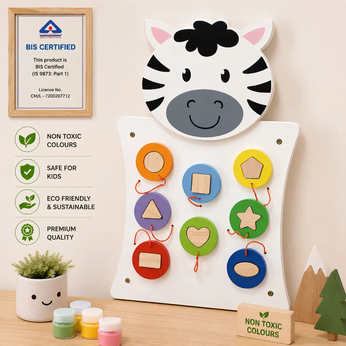 Spark & Wow Zebra Play Board and Activity Centre Wall Mounted Toy - Image 2