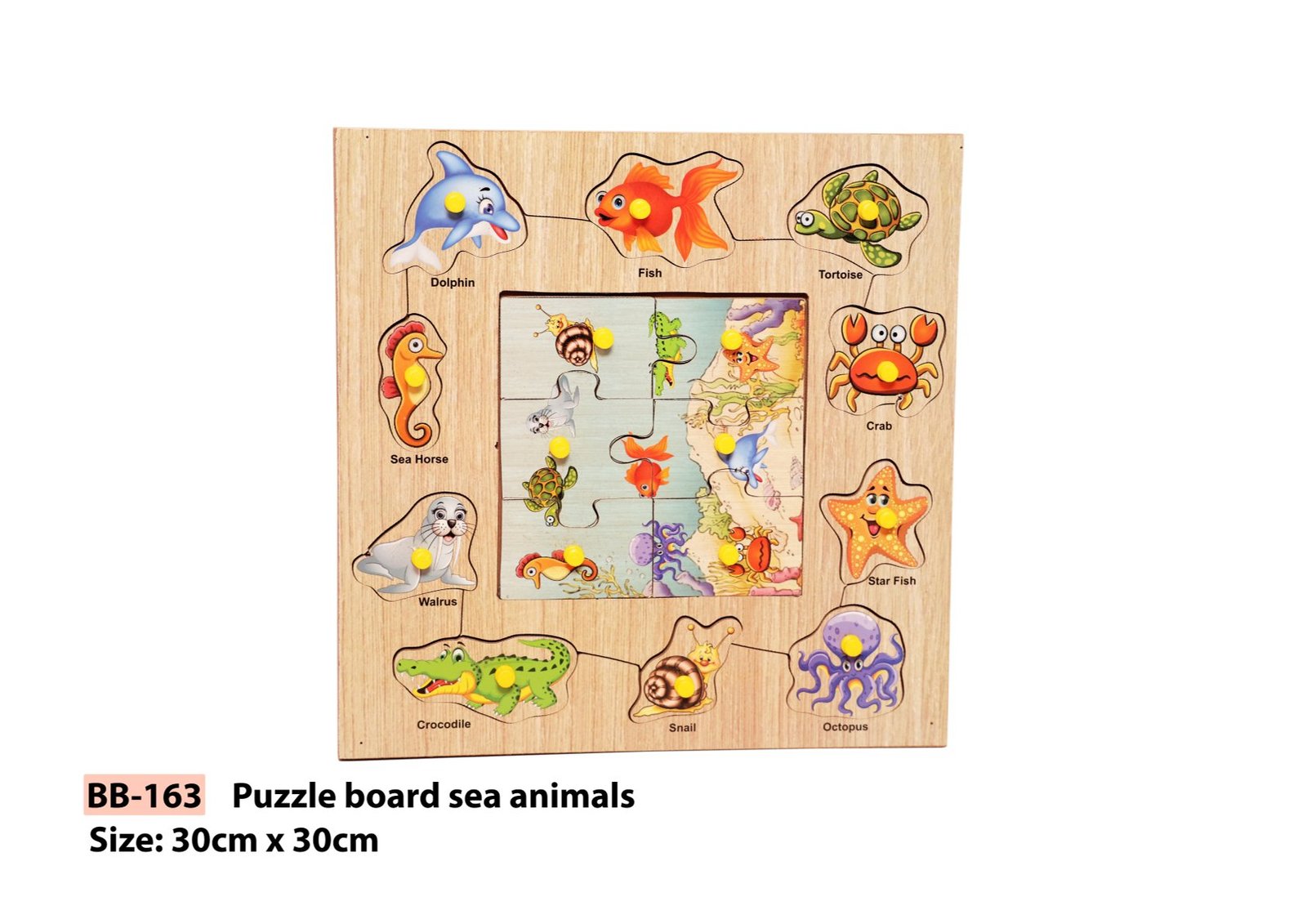 Puzzle Board Sea Animals | Bluebells Toys | Online Wooden Toy | Online Gift For Kids | Multiple Animals Shapes Wooden Game | Learning Toy For Kids