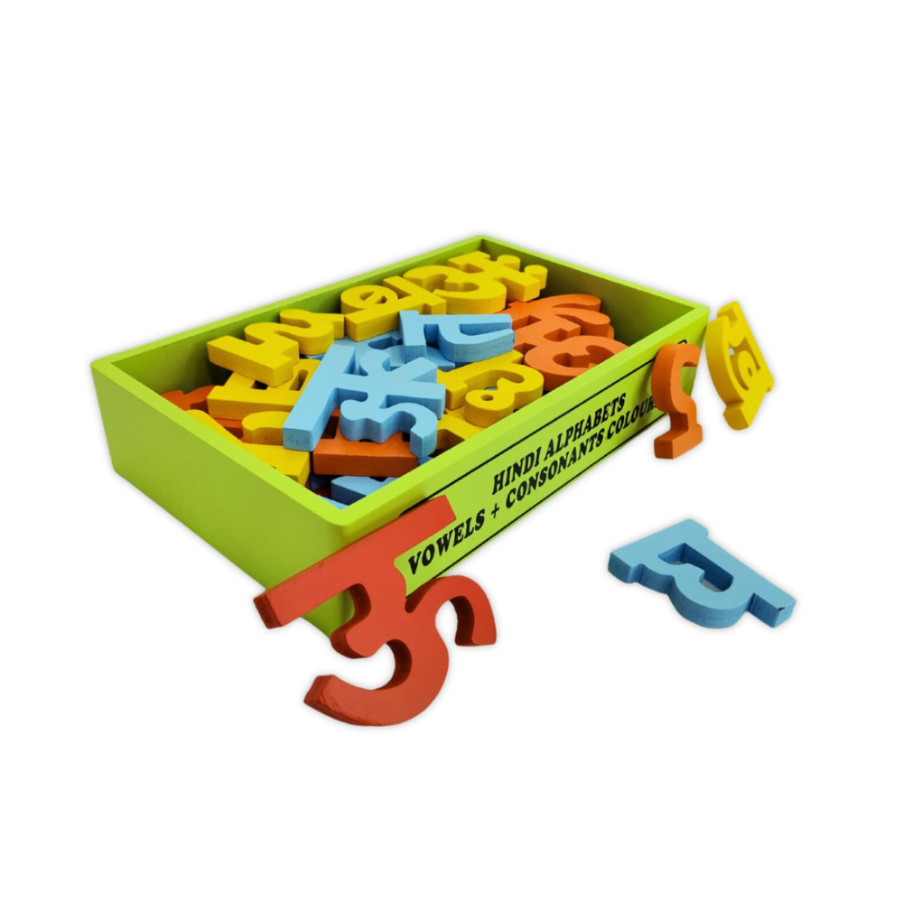 Bluebells Toys Wooden Vowels & Consonants Multicolor Hindi Alphabet 52 Blocks Set Educational Learning Toy for Kids Gift Item - Image 4