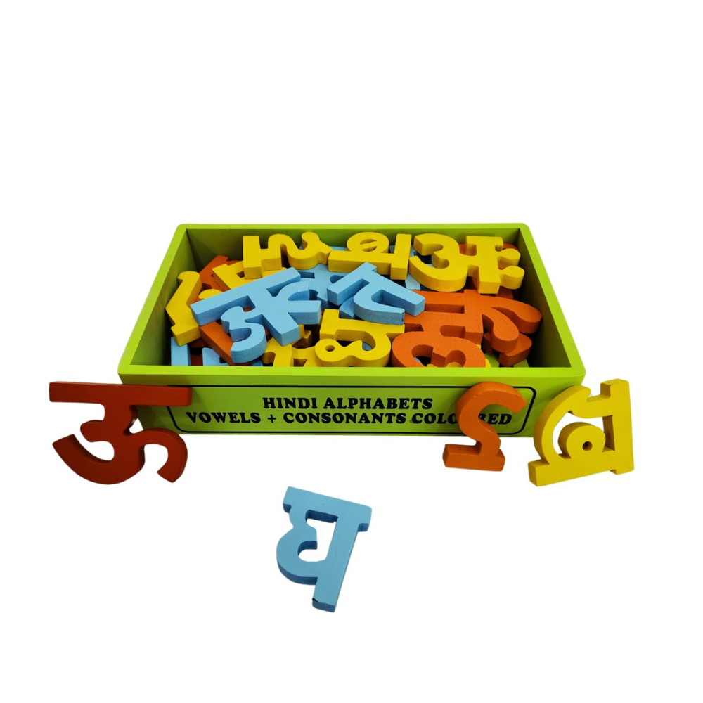 Bluebells Toys Wooden Vowels & Consonants Multicolor Hindi Alphabet 52 Blocks Set Educational Learning Toy for Kids Gift Item - Image 3