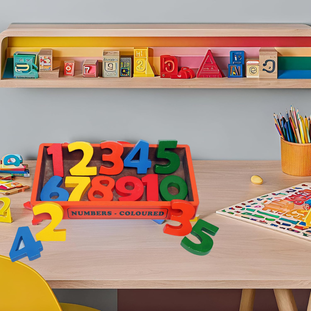 Wooden Number Puzzle Toy Blocks (0-9) Preschool Counting, Math Skills Educational Learning - Image 2