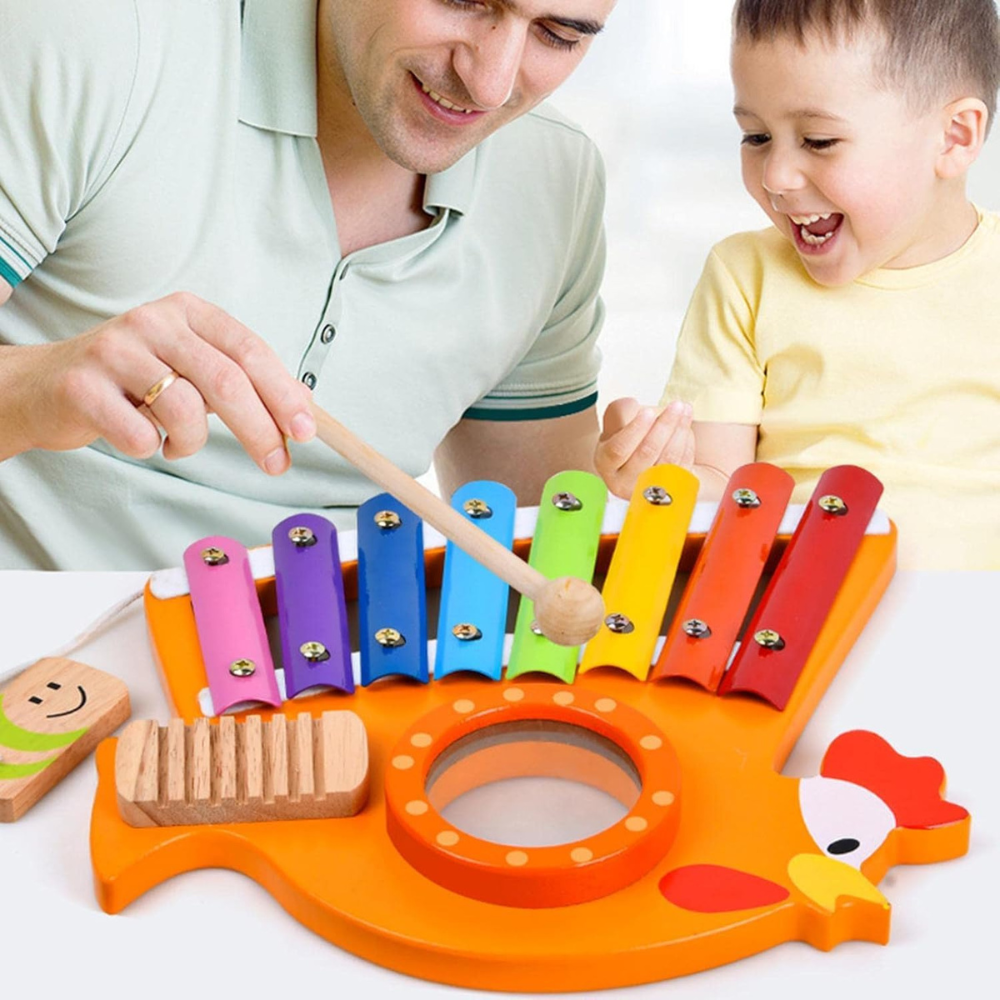 Bluebells Toys Hen Design Musical Creative Xylophone Non-Toxic Montessori Music Learning Instrument Toy for Kids Toddler Instrument