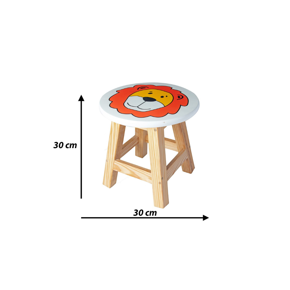 Bluebells Toys Nuexzy Lion Design Kids Stool Wooden Round Stool for Playroom & Study Toddler Seat, Fun & Durable - Image 7