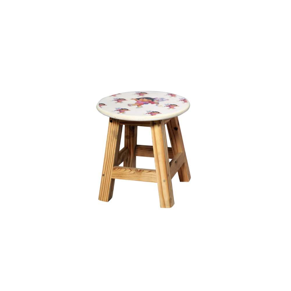 Bluebells Toys Vuzzy Dora Design Round Kids Stool Pinewood Legs & MDF Top Cartoon-Themed for Children's - Image 5
