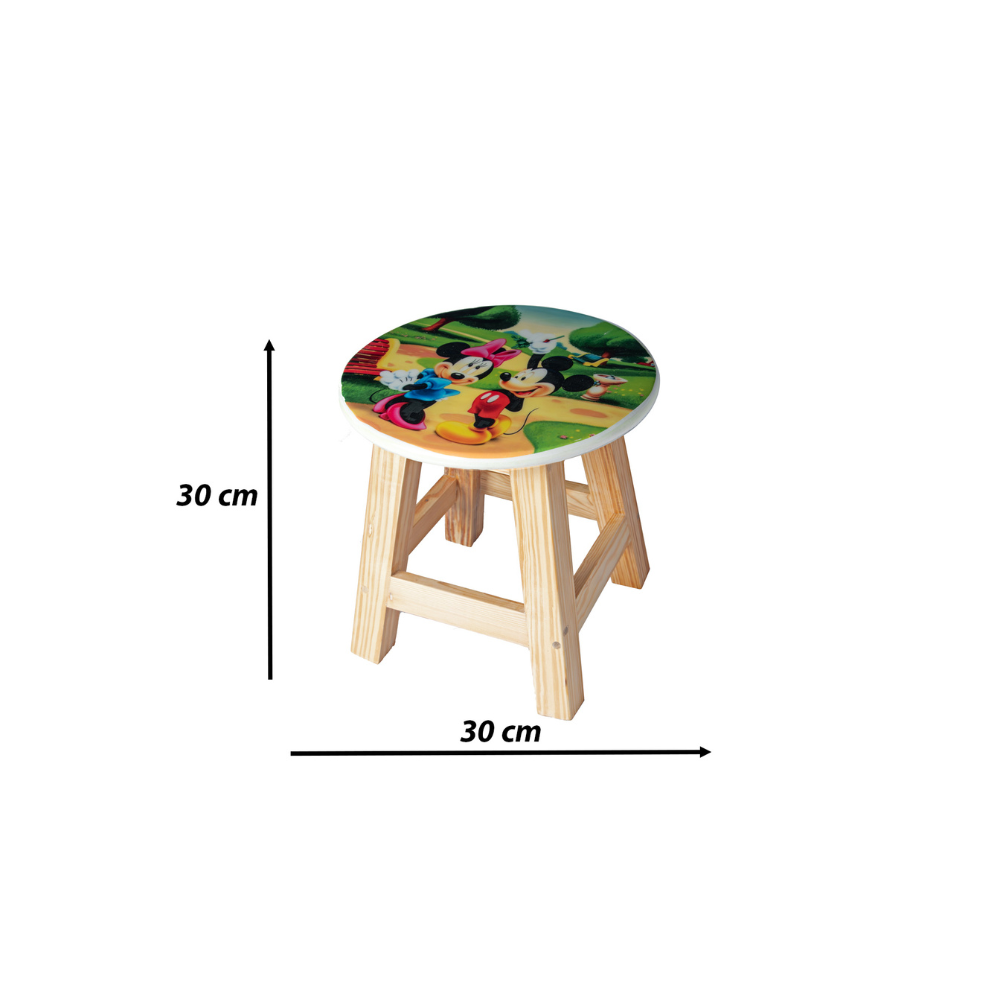 Bluebells Toys Vyrxz Mickey Mouse Wooden Stool for Kids Cartoon-Themed Study & Playroom Chair Durable Seat Lightweight & Safe for Toddlers - Image 7