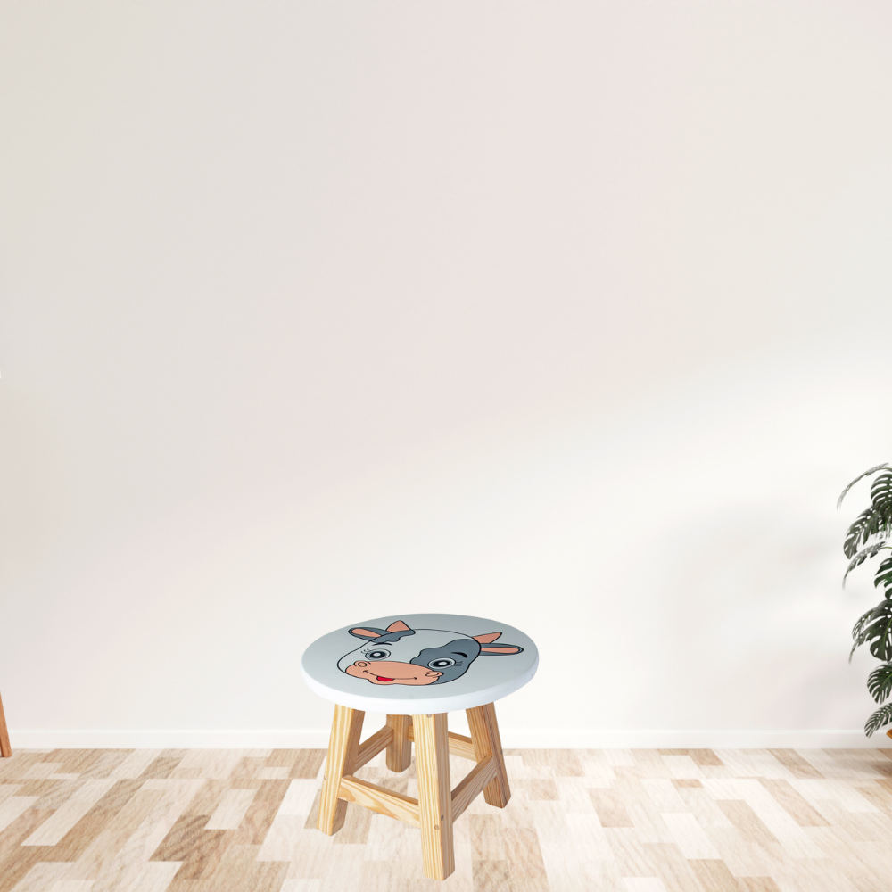 Bluebells Toys Muxzay Cow Design Round Kids Stool for Playroom, Study & Everyday Fun - Image 3