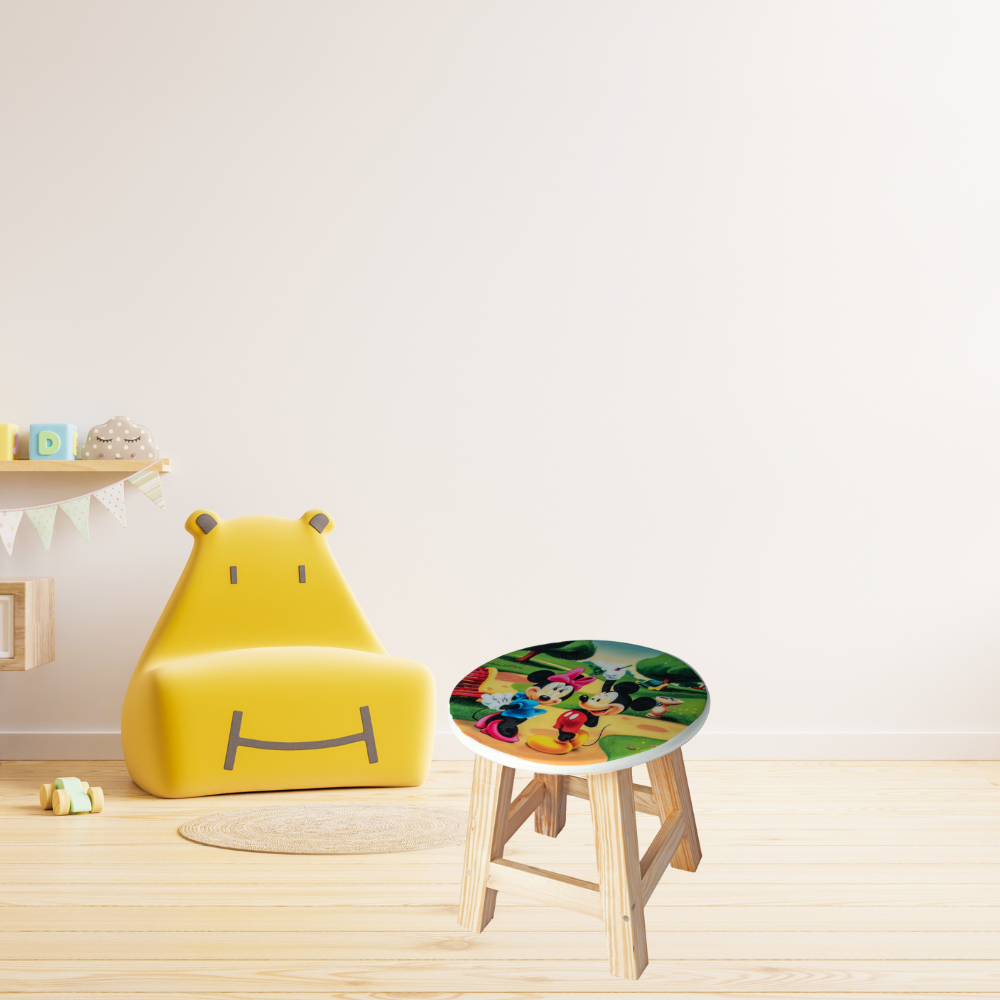 Bluebells Toys Vyrxz Mickey Mouse Wooden Stool for Kids Cartoon-Themed Study & Playroom Chair Durable Seat Lightweight & Safe for Toddlers - Image 4