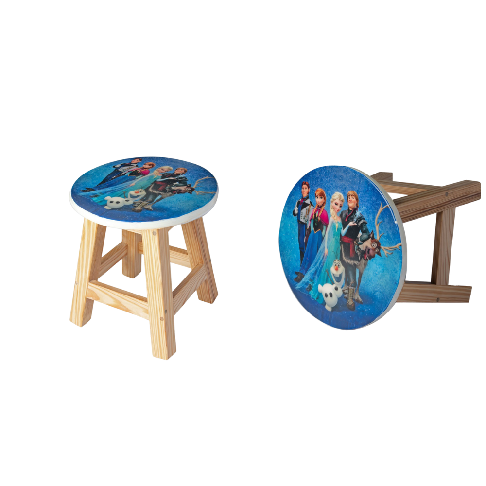 Bluebells Toys Purzxy Four Frozen Inspired Design Wooden Stool for kids Pinewood Legs & MDF Top Cartoon-Themed for Playroom & Study - Image 4