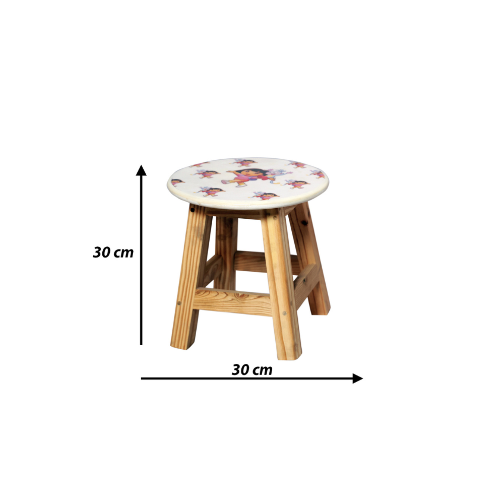 Bluebells Toys Vuzzy Dora Design Round Kids Stool Pinewood Legs & MDF Top Cartoon-Themed for Children's - Image 7