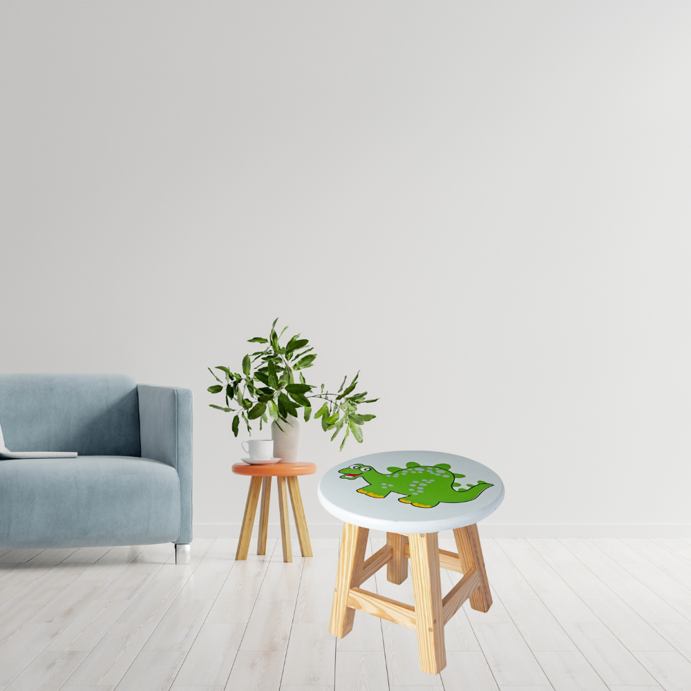 Bluebells Toys Ovara Dinosaur Design Round Kids Stool Pinewood Legs & MDF Top Cartoon-Themed for Your Little One’s Everyday Fun - Image 5