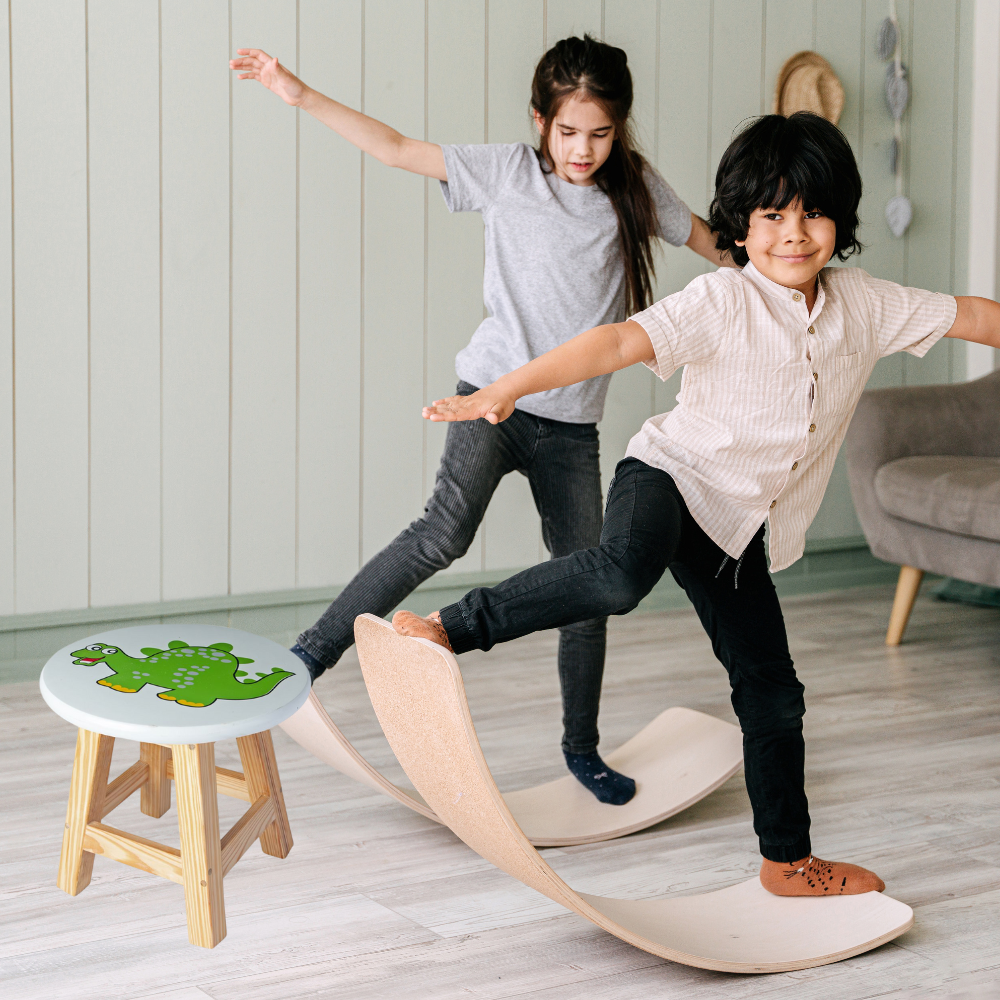 Bluebells Toys Ovara Dinosaur Design Round Kids Stool Pinewood Legs & MDF Top Cartoon-Themed for Your Little One’s Everyday Fun - Image 4
