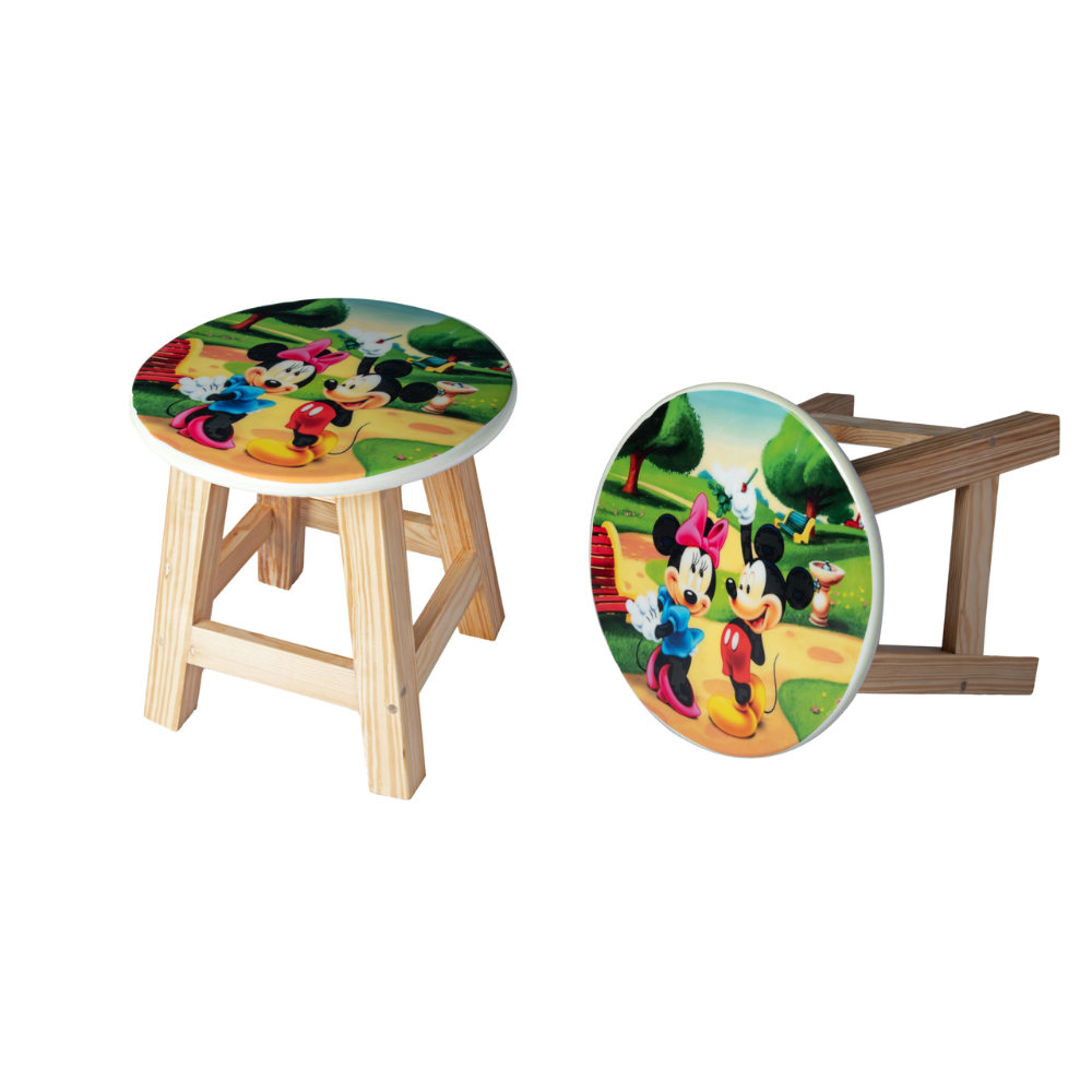 Bluebells Toys Vyrxz Mickey Mouse Wooden Stool for Kids Cartoon-Themed Study & Playroom Chair Durable Seat Lightweight & Safe for Toddlers - Image 6