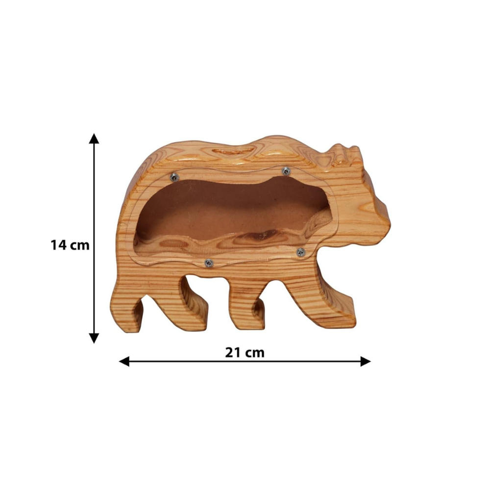 Bluebells Toys Coinova Lion Design Money Piggy Bank Pinewood & Acrylic Sheet for Kids Non-Toxic Toy - Image 6