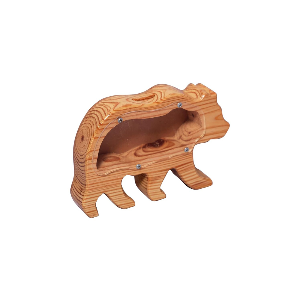Bluebells Toys Coinova Lion Design Money Piggy Bank Pinewood & Acrylic Sheet for Kids Non-Toxic Toy - Image 4