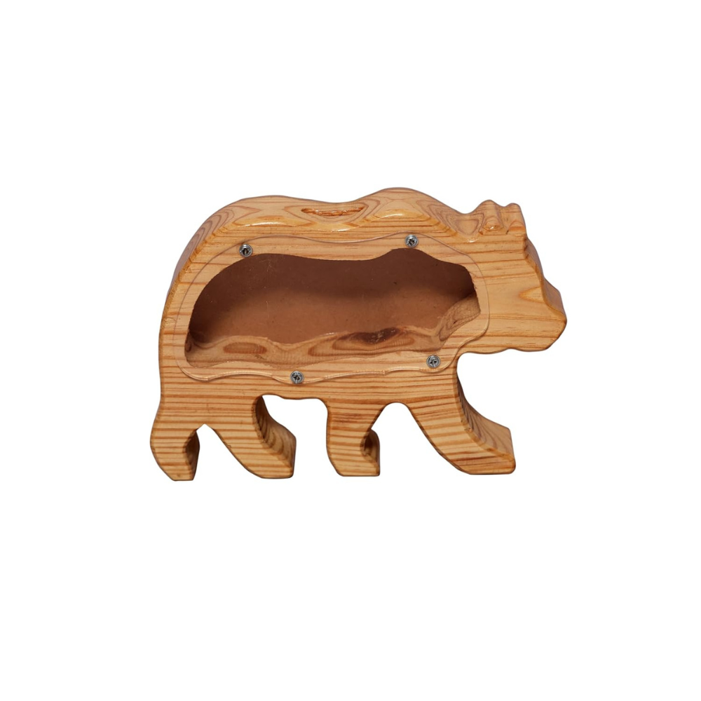 Bluebells Toys Coinova Lion Design Money Piggy Bank Pinewood & Acrylic Sheet for Kids Non-Toxic Toy - Image 3