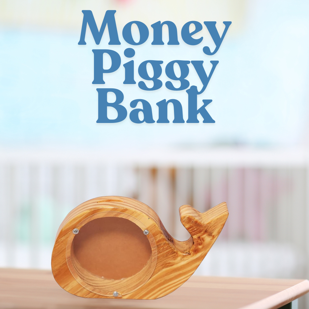 Bluebells Toys Trezzurex Fish Design Money Piggy Bank Pinewood & Acrylic Sheet for Kids Toy Non-Toxic