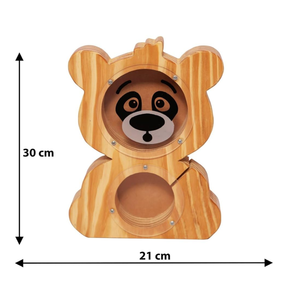 Bluebells Toys Frugenix Bear Design Money Piggy Bank Pinewood & Acrylic Sheet for Kids Non-Toxic Toy - Image 5