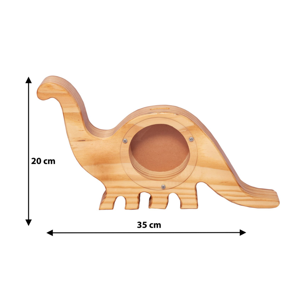 Bluebells Toys Cashora Dinasour Design Money Bank Pinewood & Acrylic Sheet for Kids - Image 5