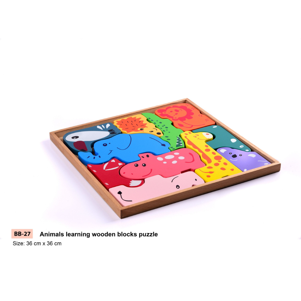 Bluebells Toys Whimsi Animal Design Learning Educational Fun Toy Wooden Blocks Puzzle for Kids - Image 7