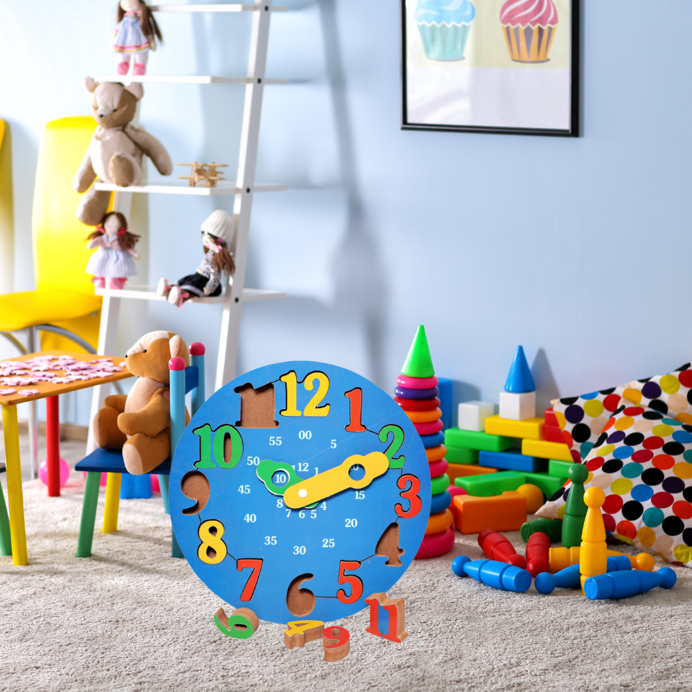 Bluebells Toys Uxztro Round Shape Mathletics Learning Educational Puzzle Clock Toy MDF Wood & Non-Toxic For Kids - Image 3