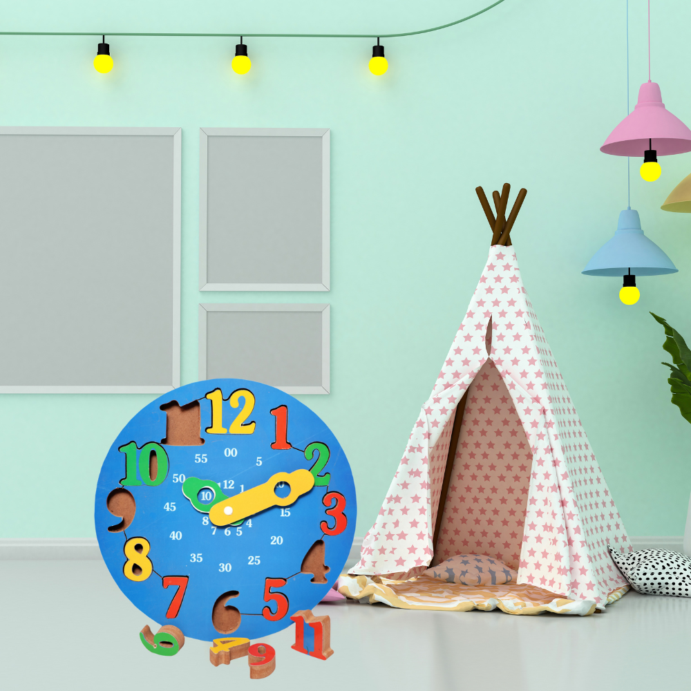 Bluebells Toys Uxztro Round Shape Mathletics Learning Educational Puzzle Clock Toy MDF Wood & Non-Toxic For Kids