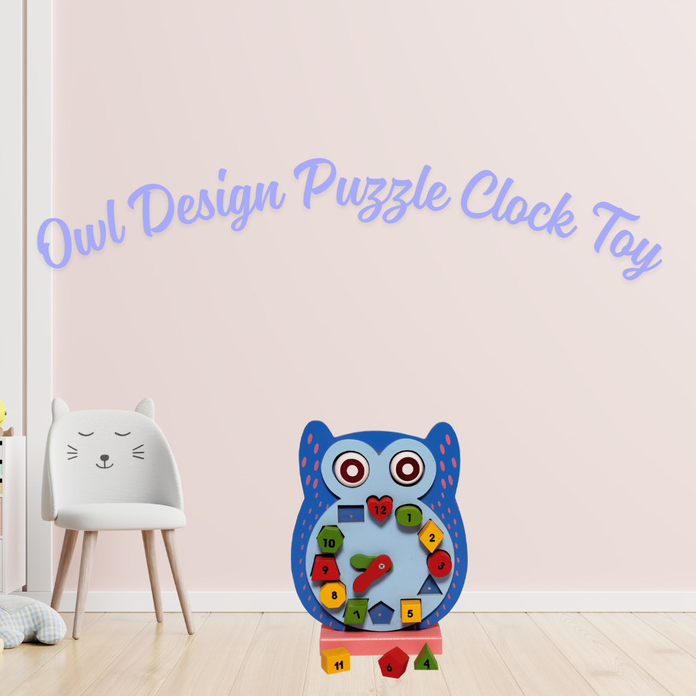 Bluebells Toys Buazty Owl Design Numbering Learning Educational Puzzle Clock Toy MDF Wood & Non-Toxic For Kids