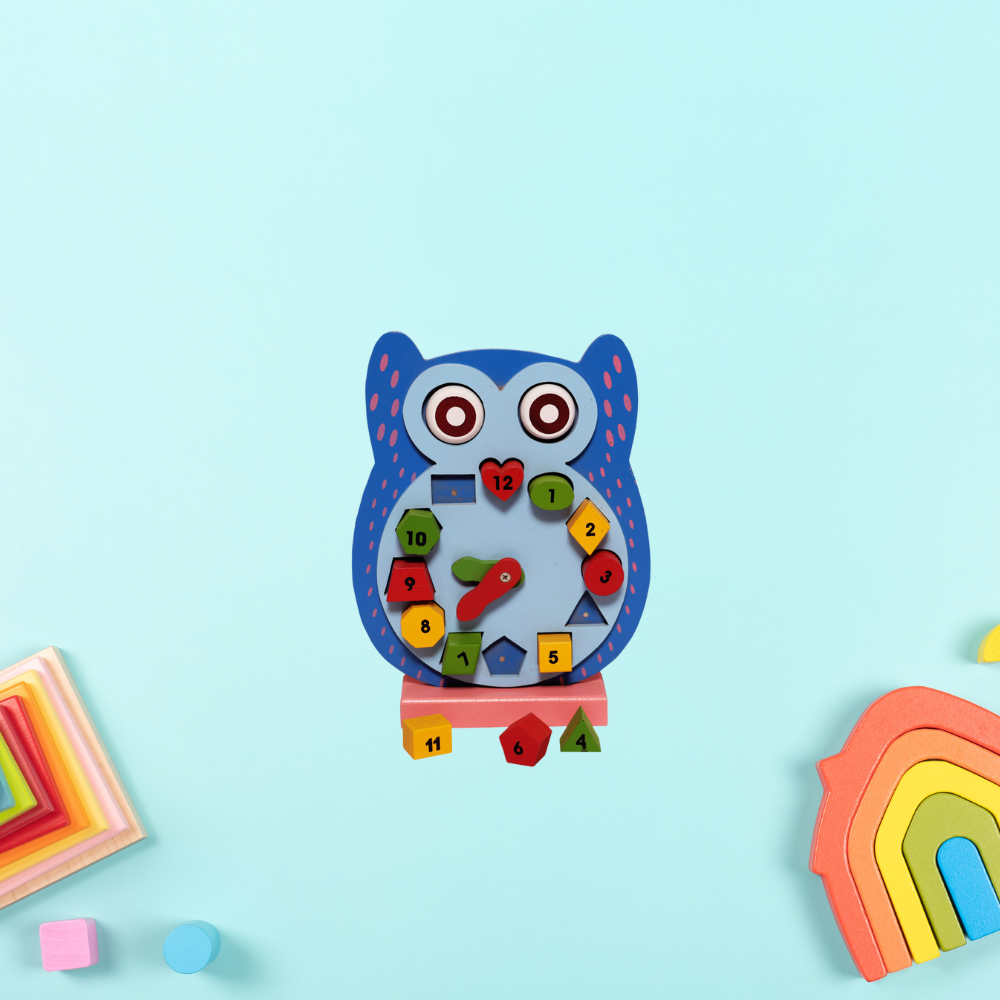Bluebells Toys Buazty Owl Design Numbering Learning Educational Puzzle Clock Toy MDF Wood & Non-Toxic For Kids - Image 2