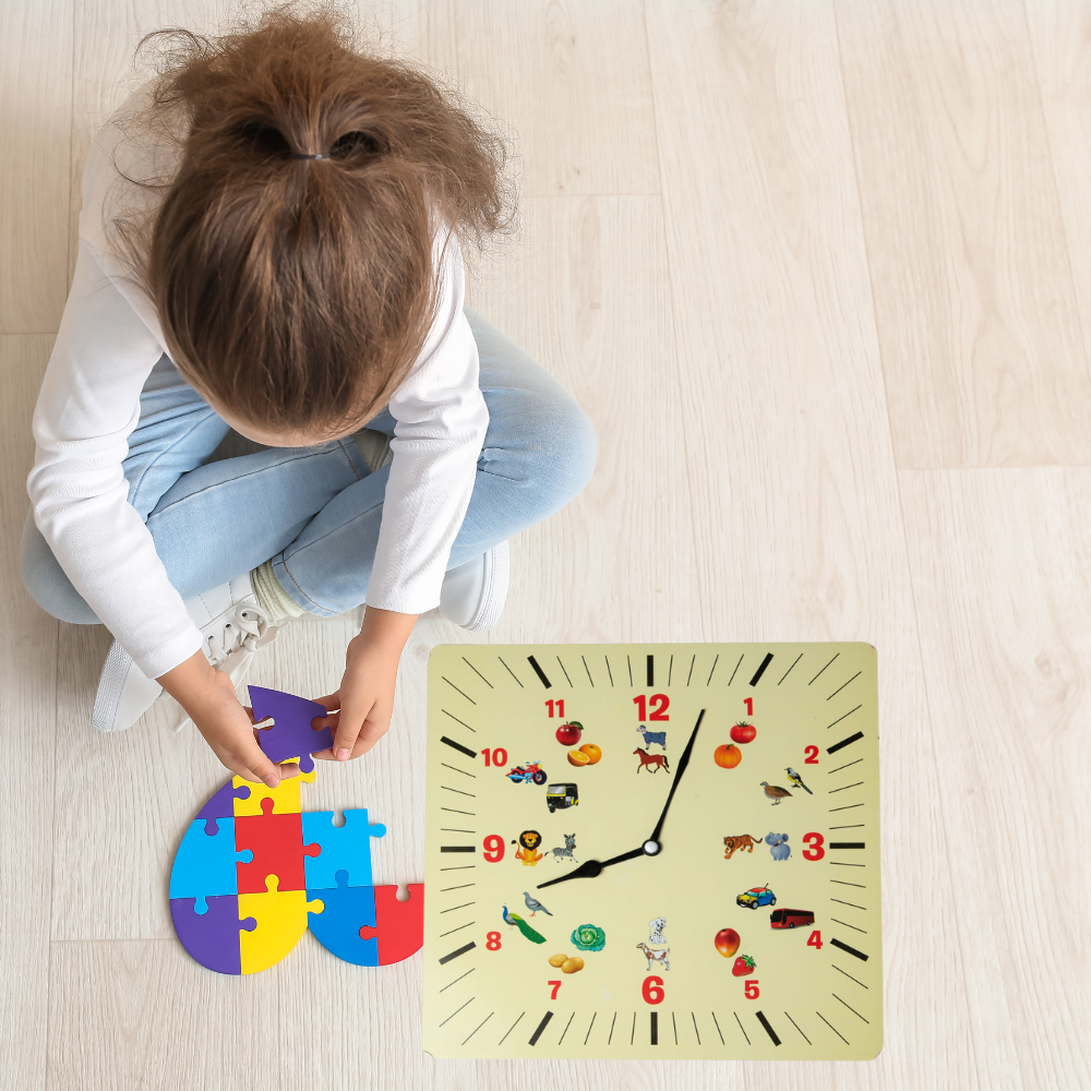 Bluebells Toys Yzzle Adventuring Design Learning Educational Puzzle Clock Toy MDF Wood & Non-Toxic For Kids