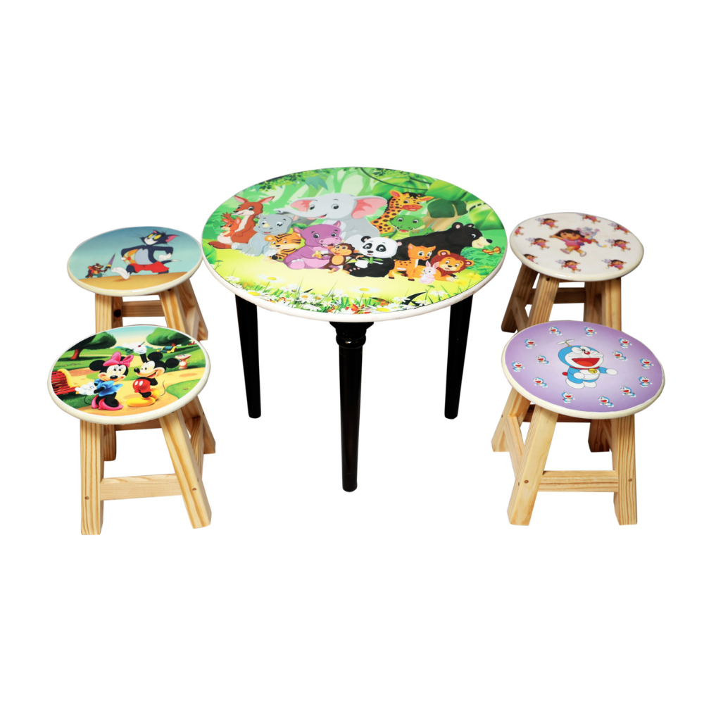 Bluebells Toys Furvian Zoo Animals Top Design Round Study & Activity Table For Kids MDF Wood & Non Toxic - Image 5