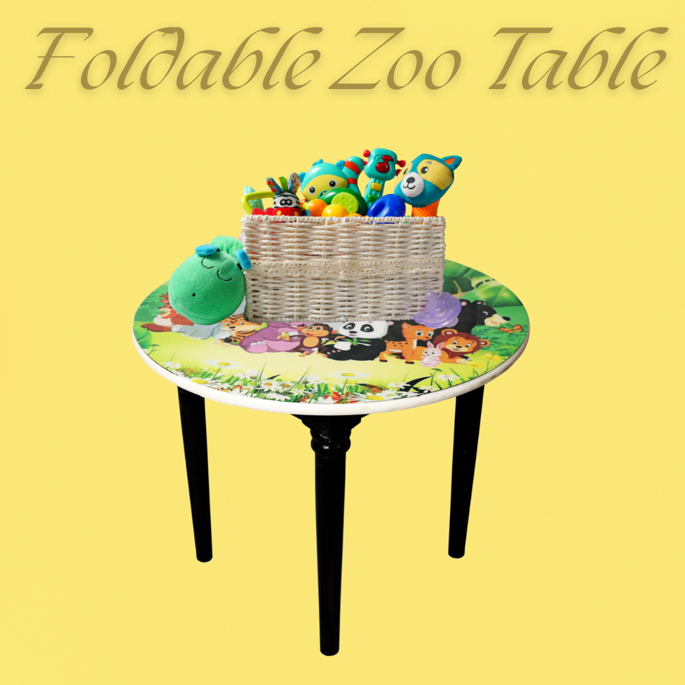 Bluebells Toys Furvian Zoo Animals Top Design Round Study & Activity Table For Kids MDF Wood & Non Toxic
